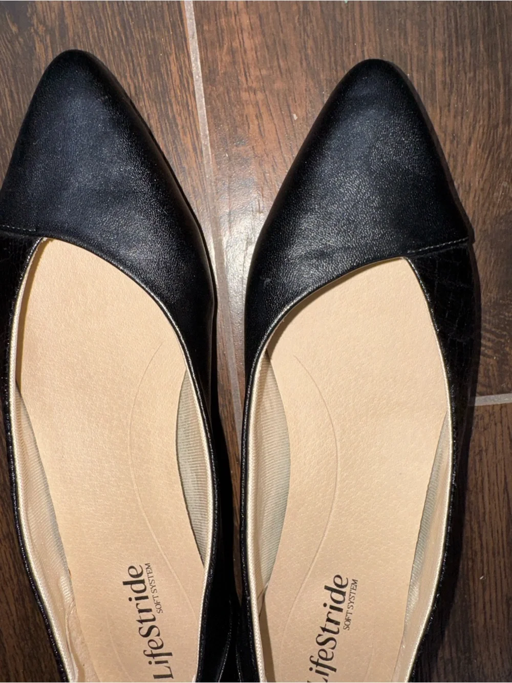Lifestride Soft System Pointed Toe Ballet Flat Slip On Faux Leather Shoes -sz 8